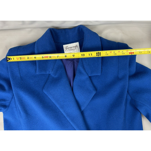 Vintage Ferncroft Full Length Wool Coat Women's 10 Cobalt Blue Double Breasted - Picture 10 of 15